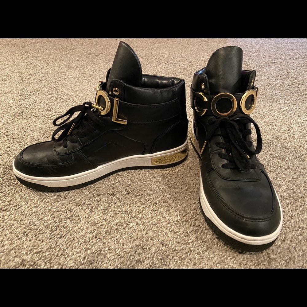 Michael Kors black/gold high top sneakers size 9.5